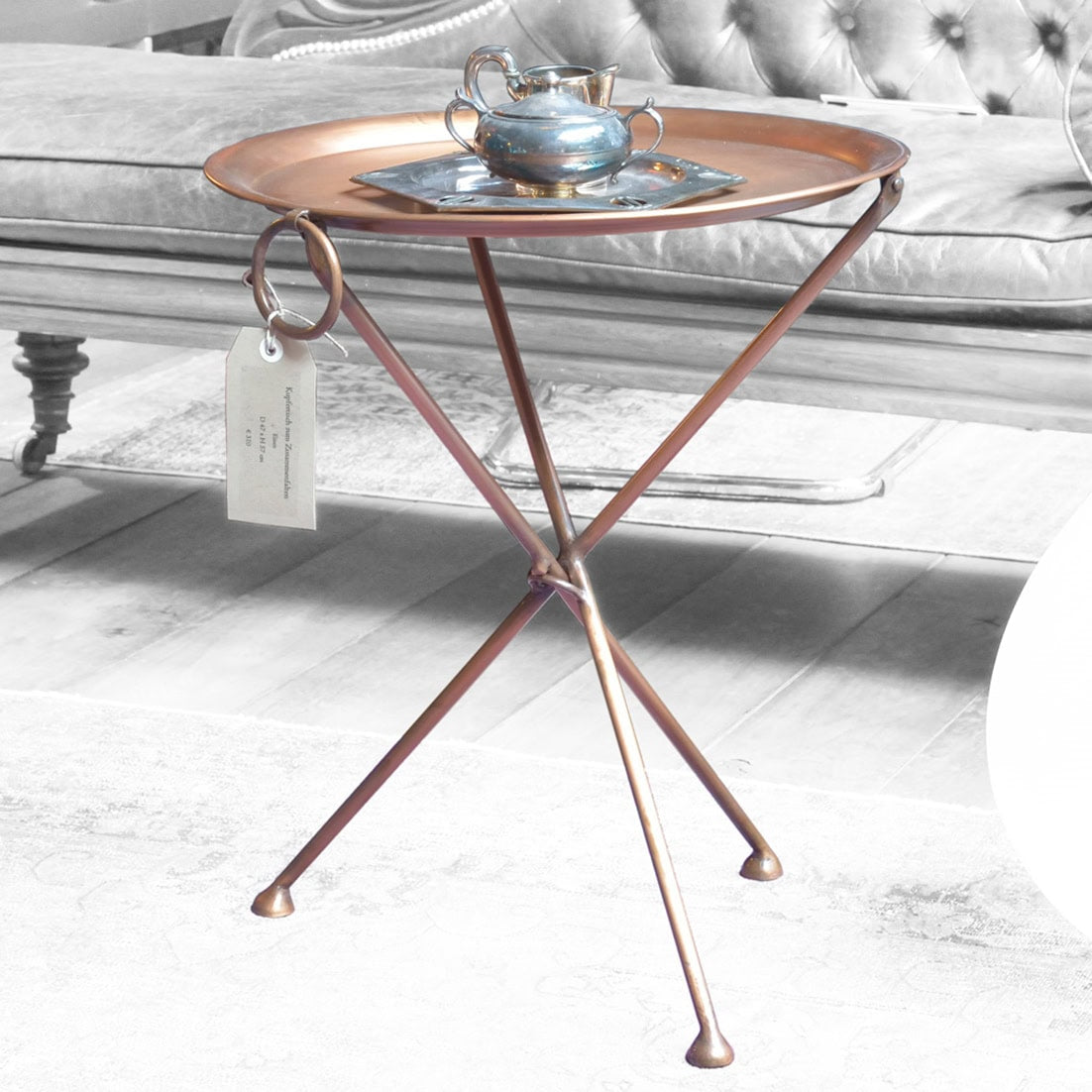 MONPAS, Beistelltisch Hanbel, faltbar, dreibeinig, golden